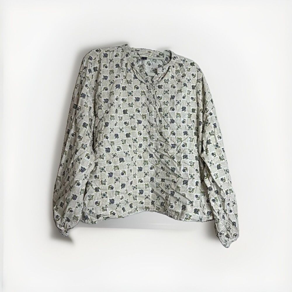 Universal Thread Blouse Women’s Large Floral Long Sleeves Cropped Top Cottage